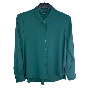 INC International Concepts Military Hunter Forest Button-Up Blouse Size Medium